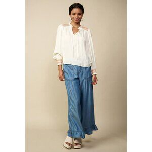 NWT Current Air by Anthropologie Contrast Yoke Embroidered‎ Blouse